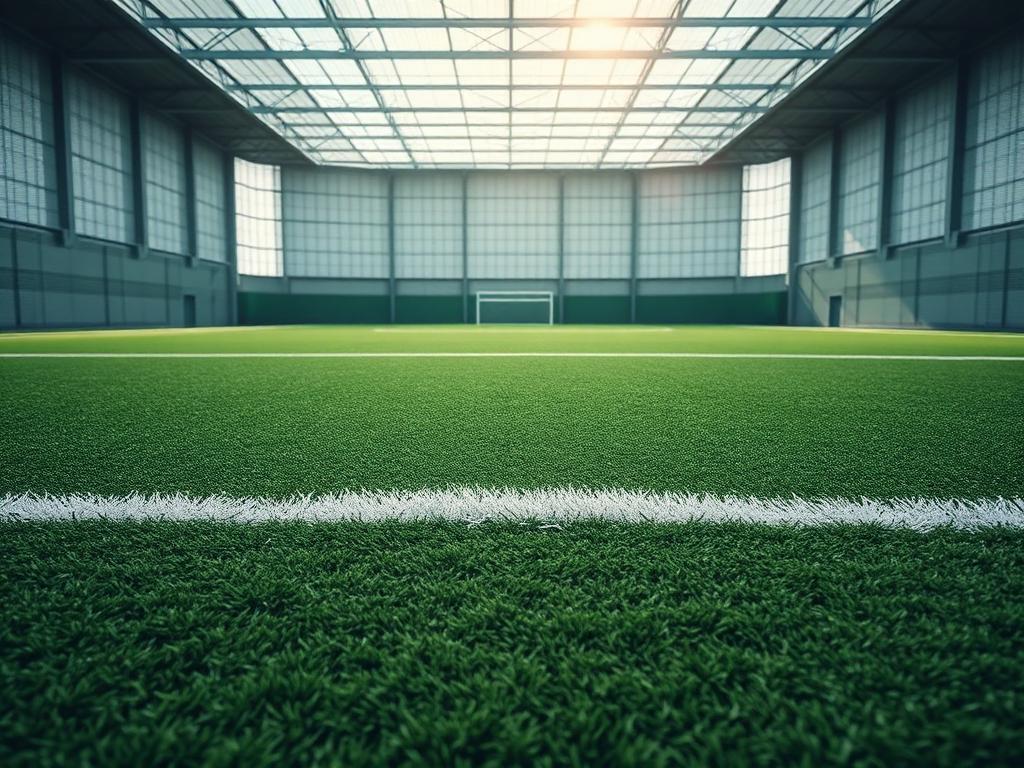 Campo di calcio a 8 al tramonto